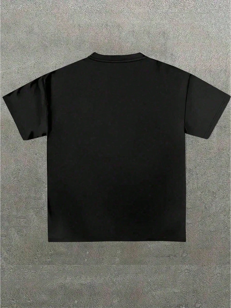 Men's black "Purple Rain" prince pattern street style printed short sleeved T-shirt Four season pure cotton streetwear shirt