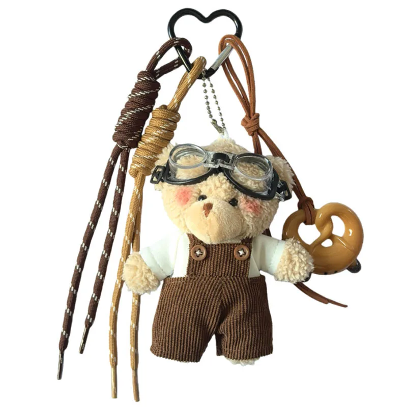 Cute Little Bear Pendant Keychain Cartoon Plush Doll Bag Charm Backpack Hanging Piece Car Key Chain Chic Accessories Gift