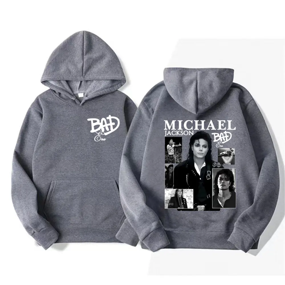 King of Pop Michael Jackson Bad Era Album Graphic Hoodies Men Women Vintage Hot Sale Hoodie Oversized Fleece Comfort Sweatshirts