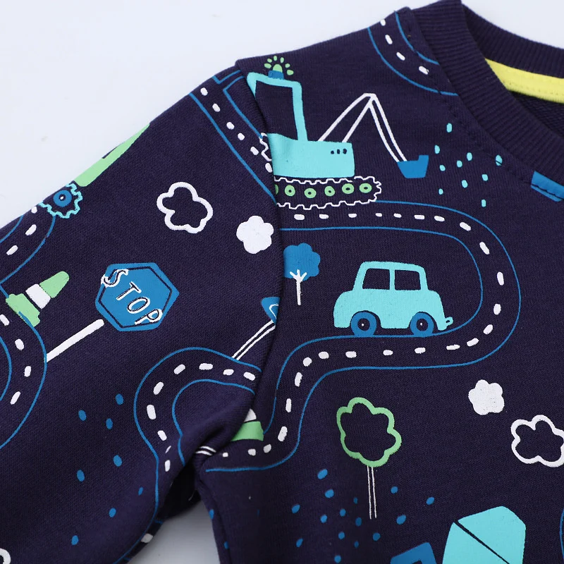 Jumping Meters 2-7T Boys & Girls Long Sleeve Hooded Sweatshirt Car Theme Baby Sport Shirt Autumn Spring Pullover Top