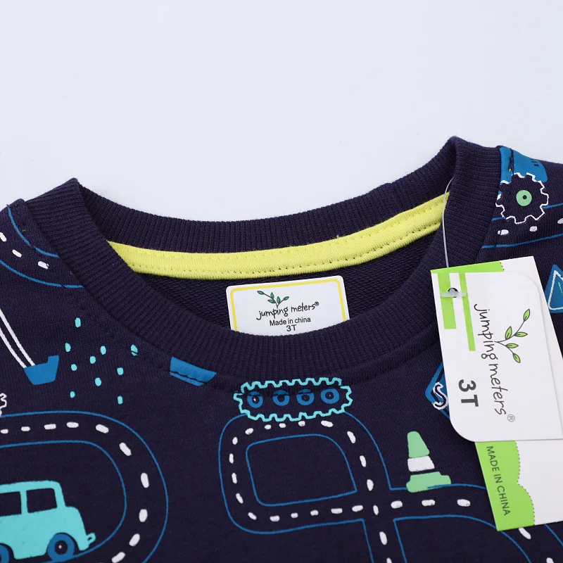 Jumping Meters 2-7T Boys & Girls Long Sleeve Hooded Sweatshirt Car Theme Baby Sport Shirt Autumn Spring Pullover Top
