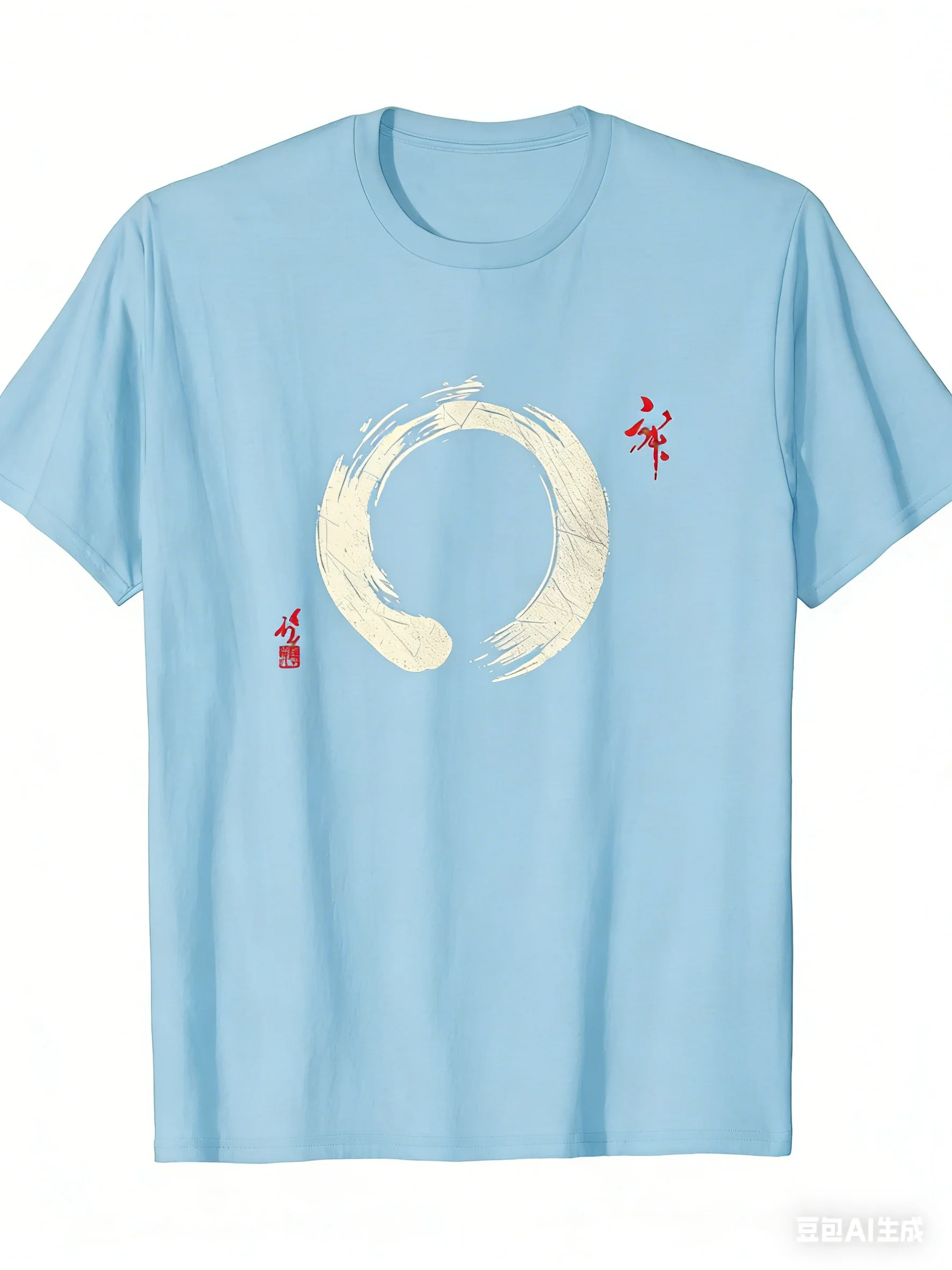 100% Cotton Summer Men's T Shirt Soft Comfortable Fabric Japanese Zen Enso Circle Gagulamao Pattern Suitable Daily Casual Wear