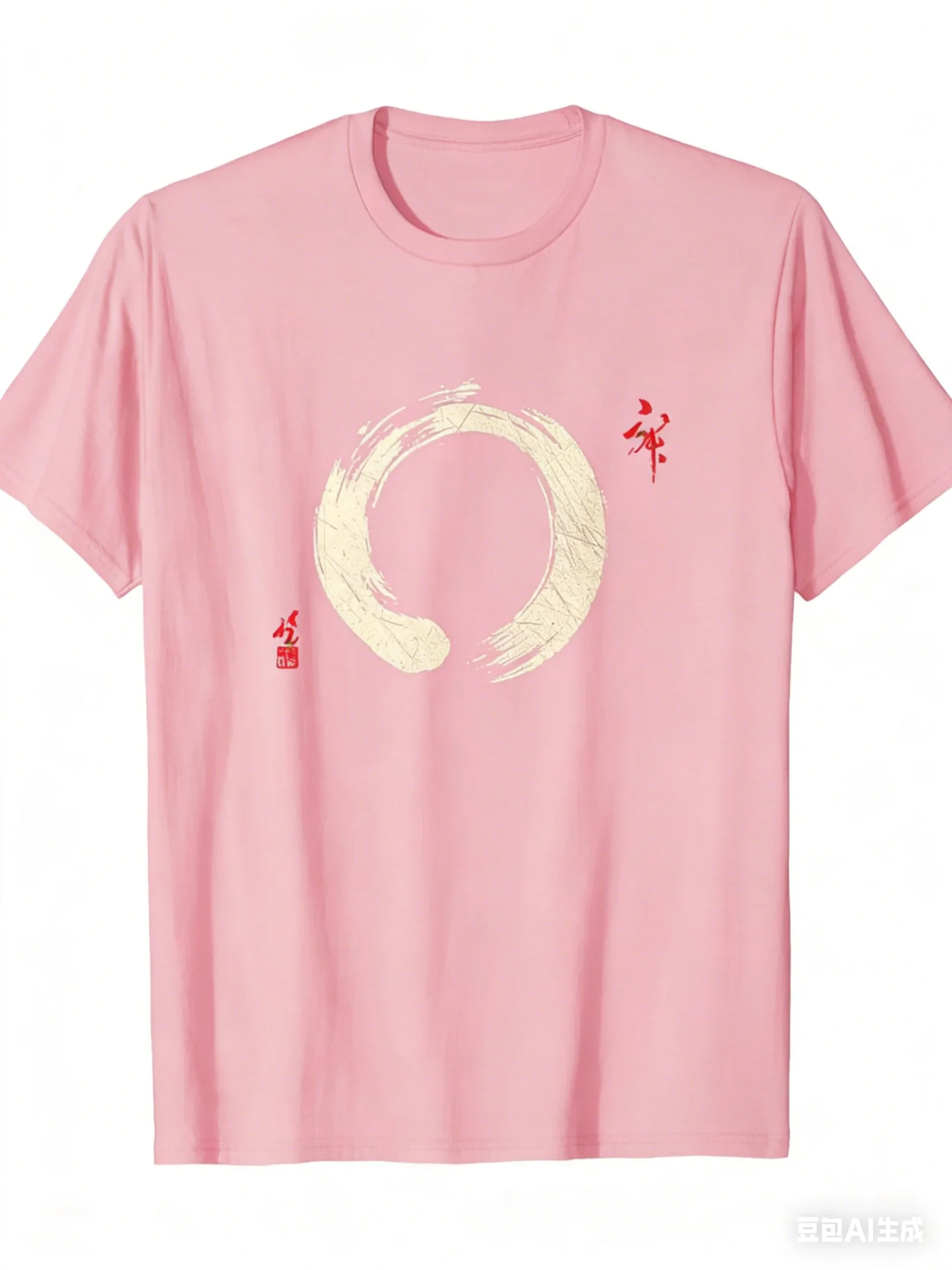 100% Cotton Summer Men's T Shirt Soft Comfortable Fabric Japanese Zen Enso Circle Gagulamao Pattern Suitable Daily Casual Wear