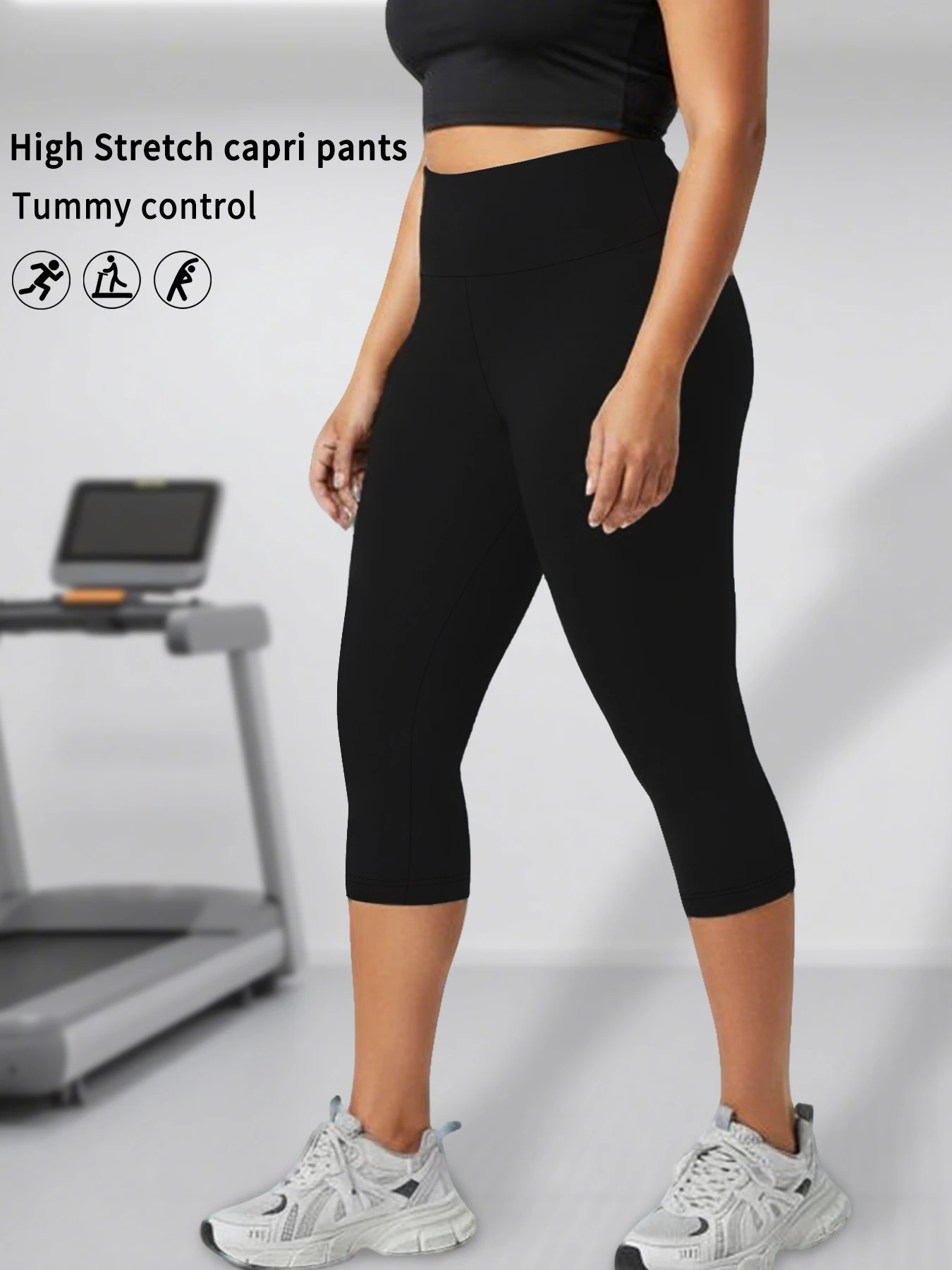 Plus Size High Waisted Yoga Pants for Women Capri Pants Super Soft No See Through Workout Running Home Lounge Leggings