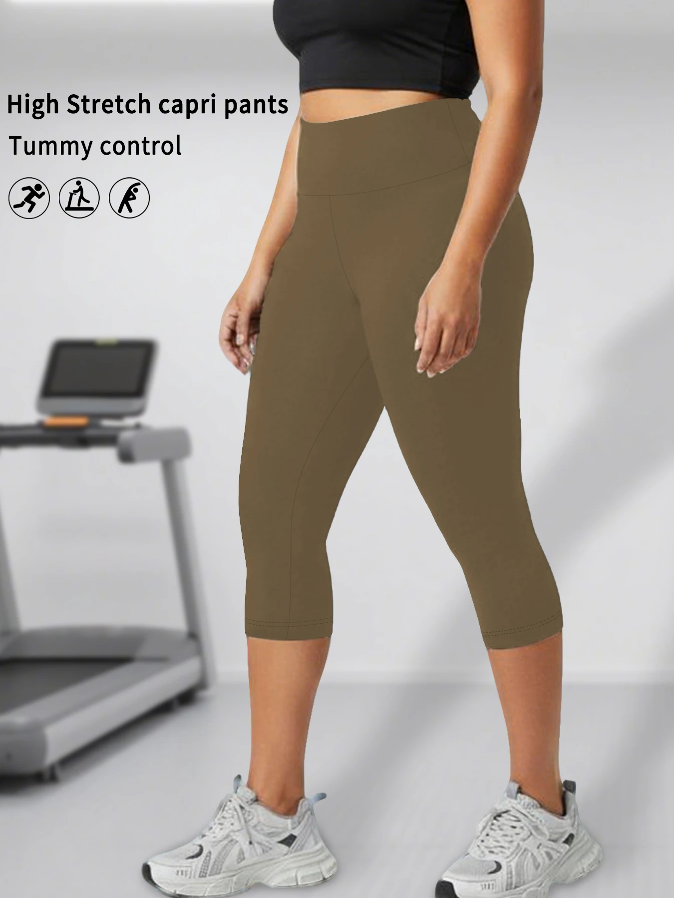 Plus Size High Waisted Yoga Pants for Women Capri Pants Super Soft No See Through Workout Running Home Lounge Leggings