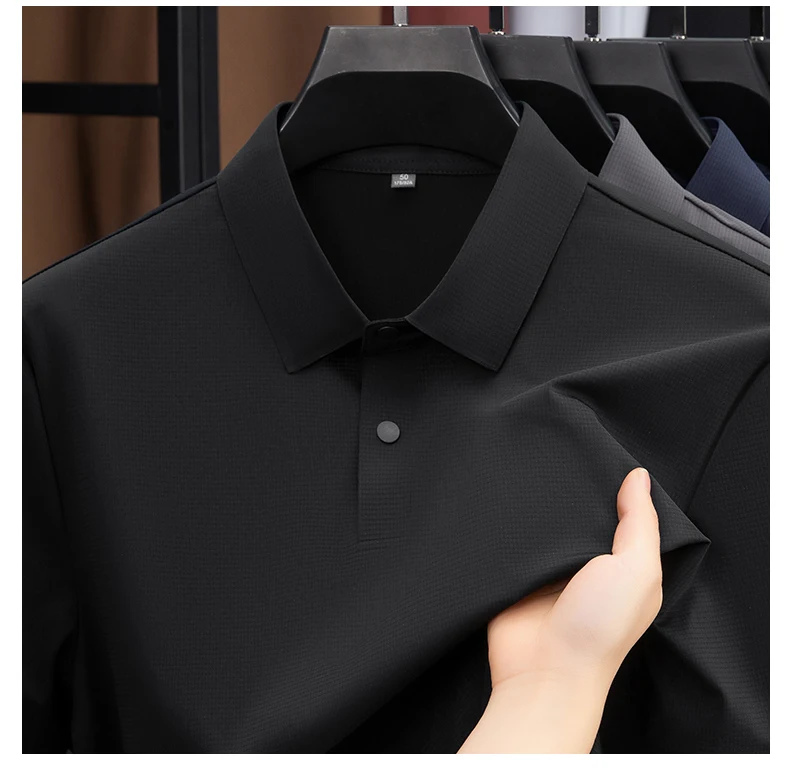 Brand Clothing 2026 New Men's Summer Polyamide Spandex Fabric Polo Shirt High Stretch Ice Silk Breathable Cool Touch Tops Male