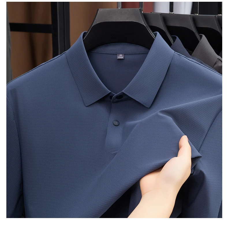 Brand Clothing 2026 New Men's Summer Polyamide Spandex Fabric Polo Shirt High Stretch Ice Silk Breathable Cool Touch Tops Male