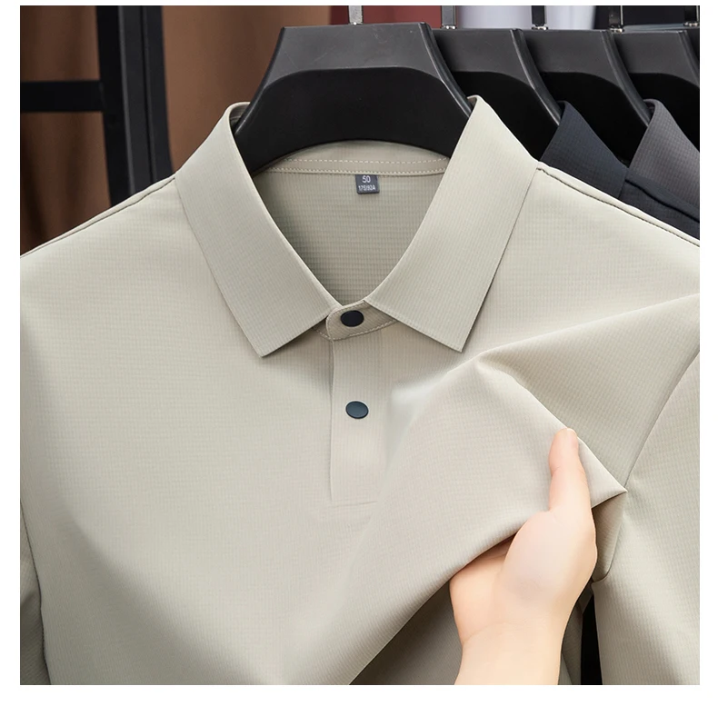 Brand Clothing 2026 New Men's Summer Polyamide Spandex Fabric Polo Shirt High Stretch Ice Silk Breathable Cool Touch Tops Male