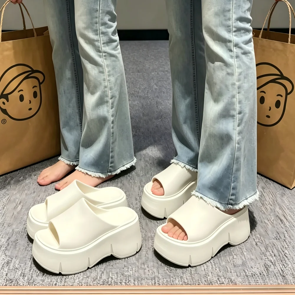 Thick Sole Sandals for Women Home Platform Slippers EVA Non Slip Beach Sandals Summer Lady Slides Soft Sole Wedge Heel Slipper