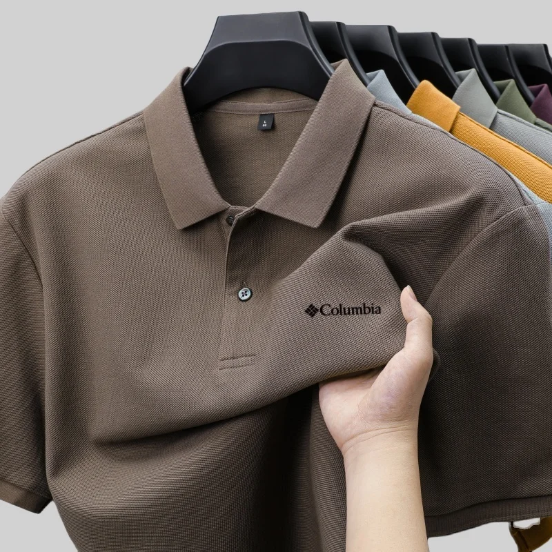 100% pure cotton new men's short sleeved summer comfortable breathable polo shirt, high-end brand designer embroidered T-shirt