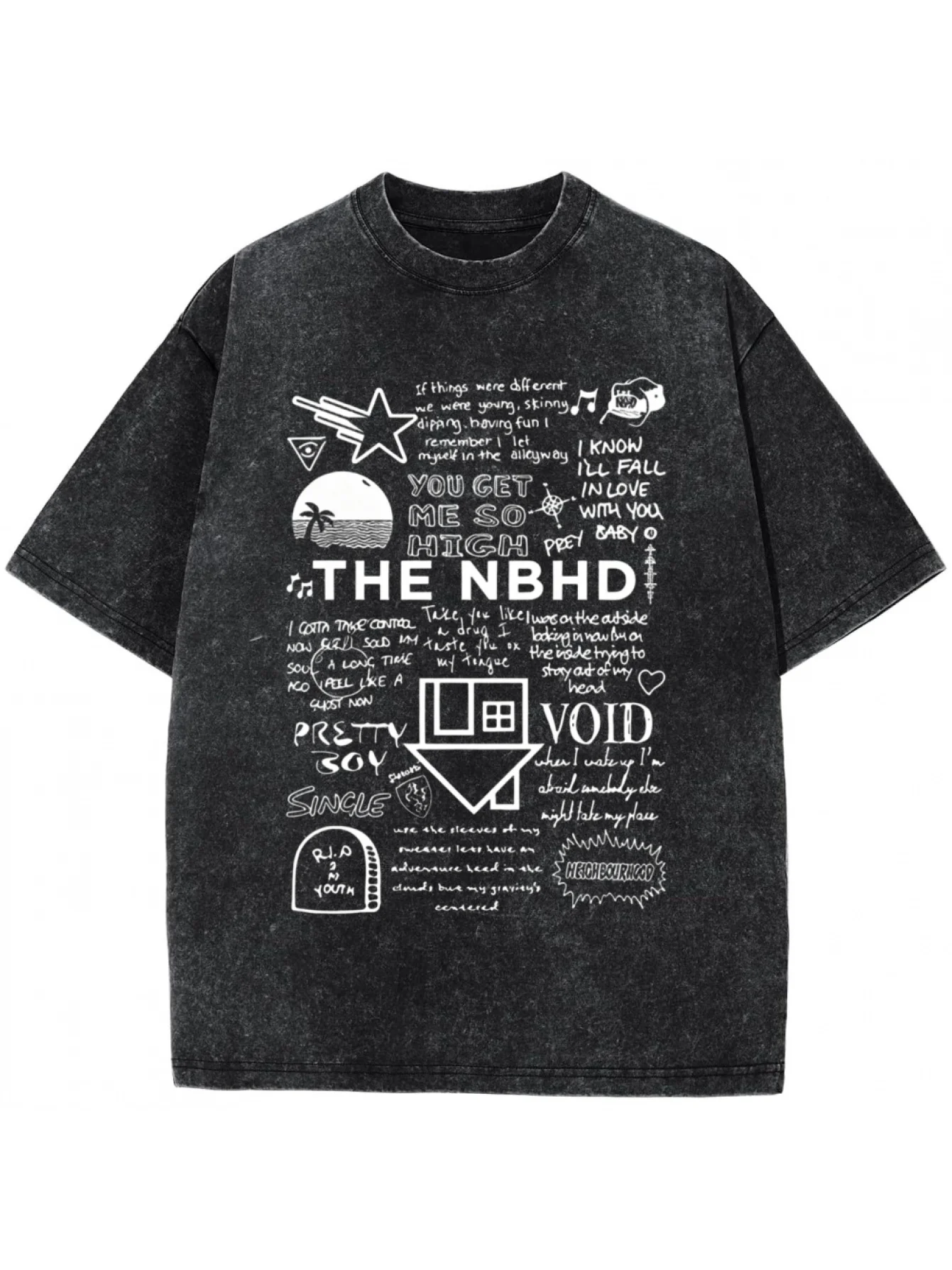 Neighborhood NBHD Band Printed T-shirt Pure Cotton High Quality Women's Wear Xorts Ropa Mujer Casual Short Sleeve T-shirt
