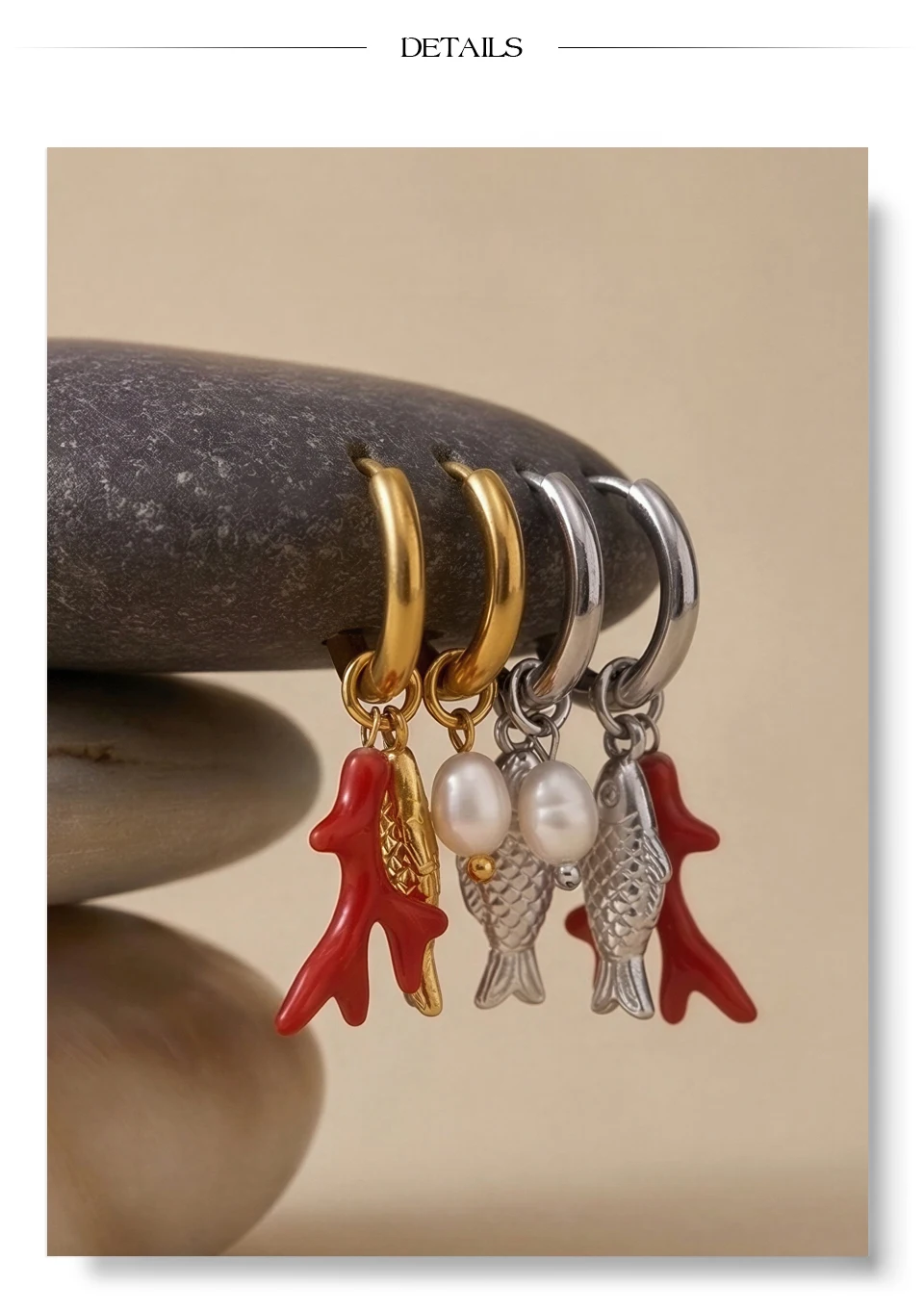 Yhpup Ocean Style Stainless Steel Natural Pearl Fish Drop Charm Earrings Summer Handmade Arrivals Ear 2026 Jewelry PVD Plated