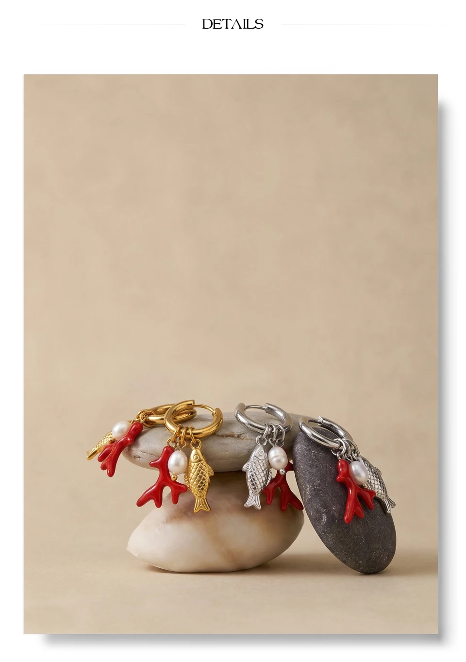 Yhpup Ocean Style Stainless Steel Natural Pearl Fish Drop Charm Earrings Summer Handmade Arrivals Ear 2026 Jewelry PVD Plated