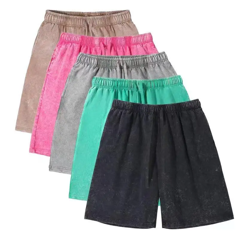 Summer New Men Fashion Retro Heavy Duty Washed Pure Cotton Shorts Outdoor Loose Leisure Comfortable Sports Large Shorts