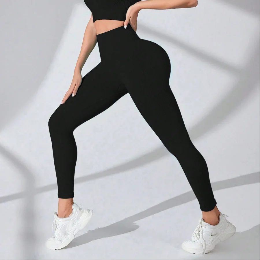 Seamless High Waisted Yoga Leggings Women Thread Butt Lifting Quick Dry Tummy Control Workout Leggings for Gym Fitness Running