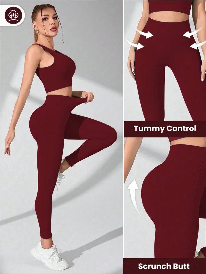 Seamless High Waisted Yoga Leggings Women Thread Butt Lifting Quick Dry Tummy Control Workout Leggings for Gym Fitness Running