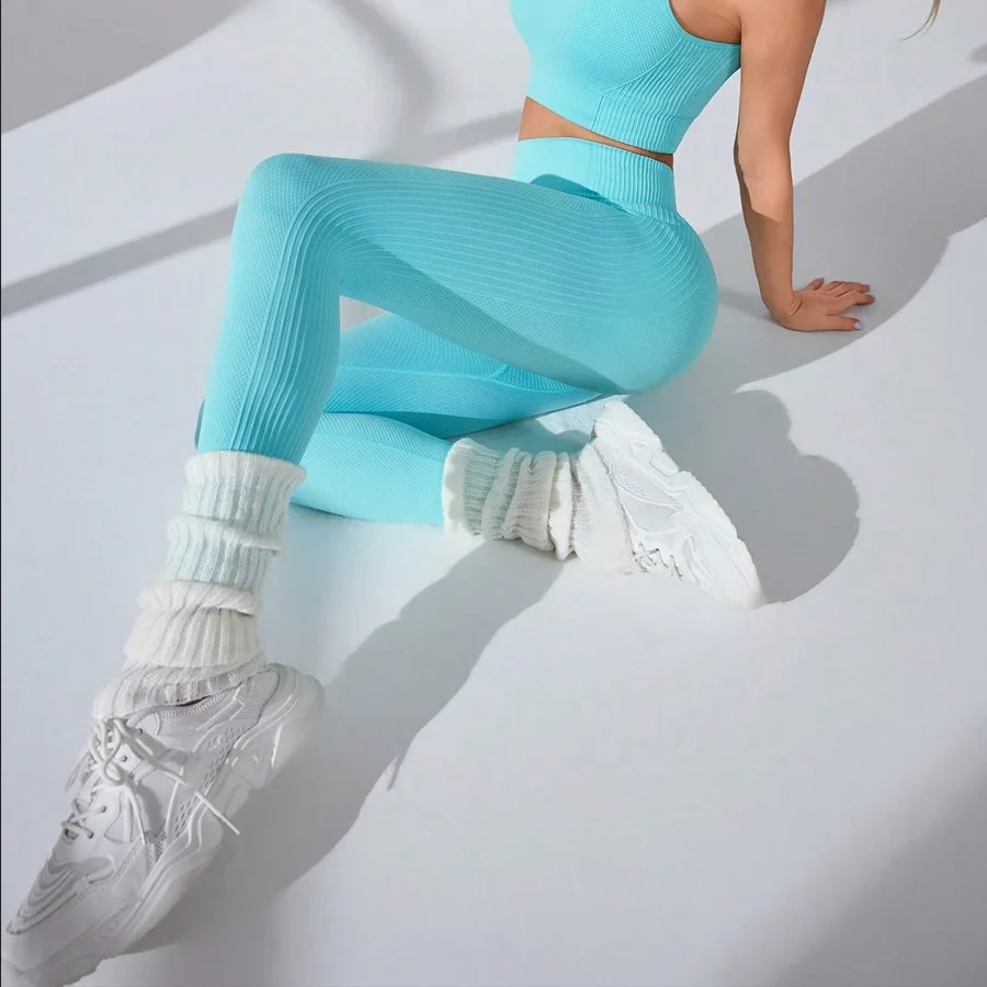 Seamless High Waisted Yoga Leggings Women Thread Butt Lifting Quick Dry Tummy Control Workout Leggings for Gym Fitness Running