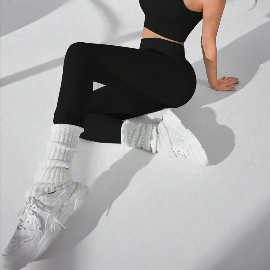 Seamless High Waisted Yoga Leggings Women Thread Butt Lifting Quick Dry Tummy Control Workout Leggings for Gym Fitness Running