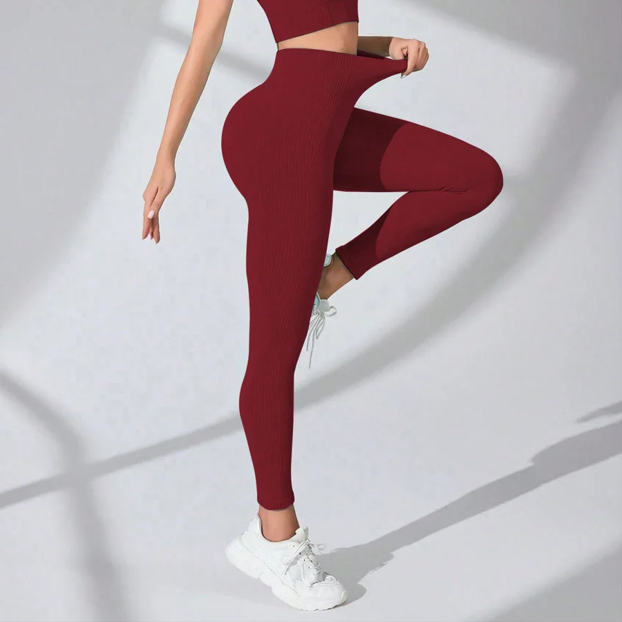 Seamless High Waisted Yoga Leggings Women Thread Butt Lifting Quick Dry Tummy Control Workout Leggings for Gym Fitness Running
