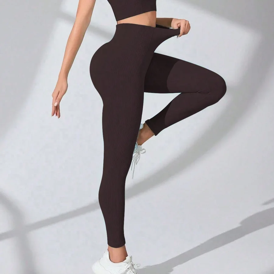 Seamless High Waisted Yoga Leggings Women Thread Butt Lifting Quick Dry Tummy Control Workout Leggings for Gym Fitness Running