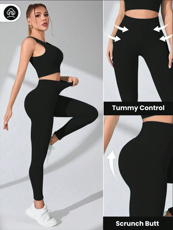 Seamless High Waisted Yoga Leggings Women Thread Butt Lifting Quick Dry Tummy Control Workout Leggings for Gym Fitness Running