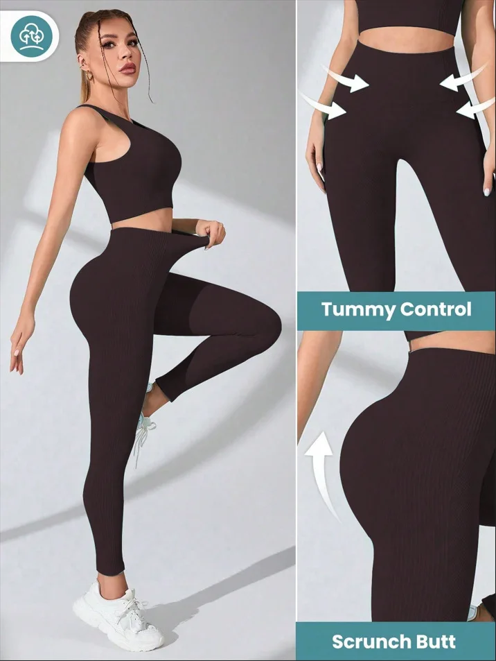 Seamless High Waisted Yoga Leggings Women Thread Butt Lifting Quick Dry Tummy Control Workout Leggings for Gym Fitness Running