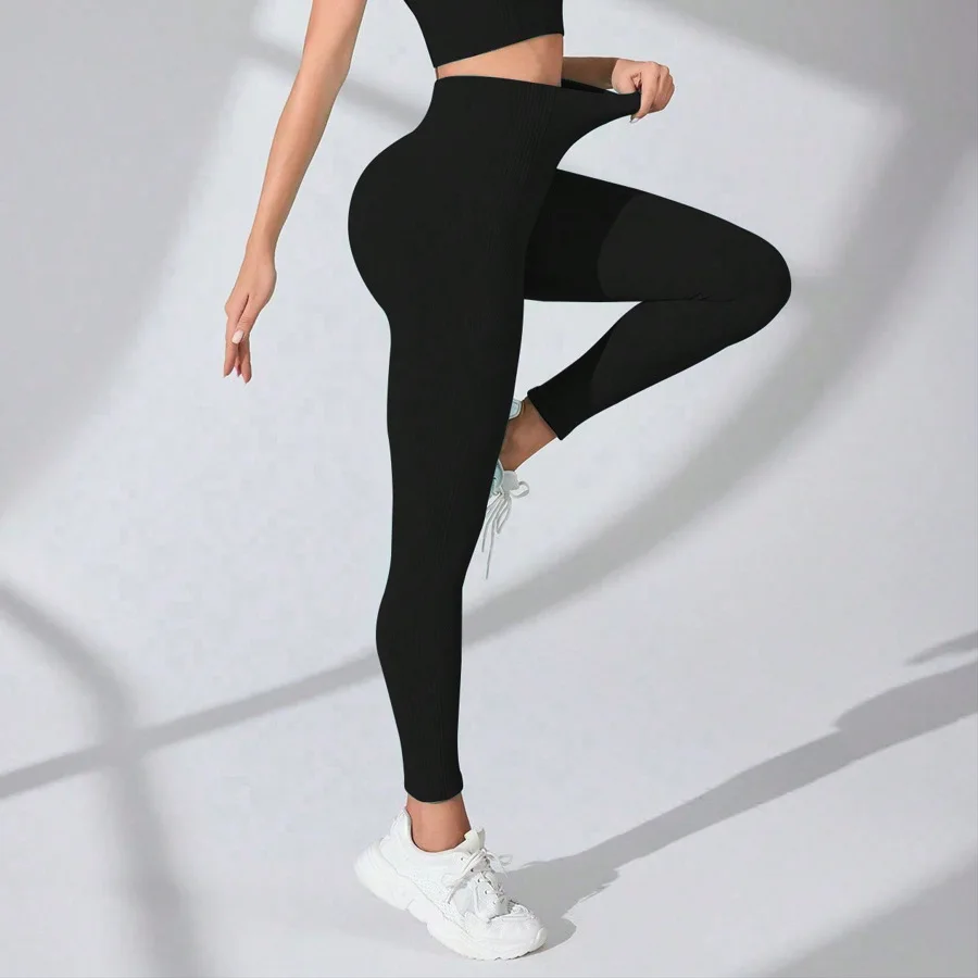Seamless High Waisted Yoga Leggings Women Thread Butt Lifting Quick Dry Tummy Control Workout Leggings for Gym Fitness Running