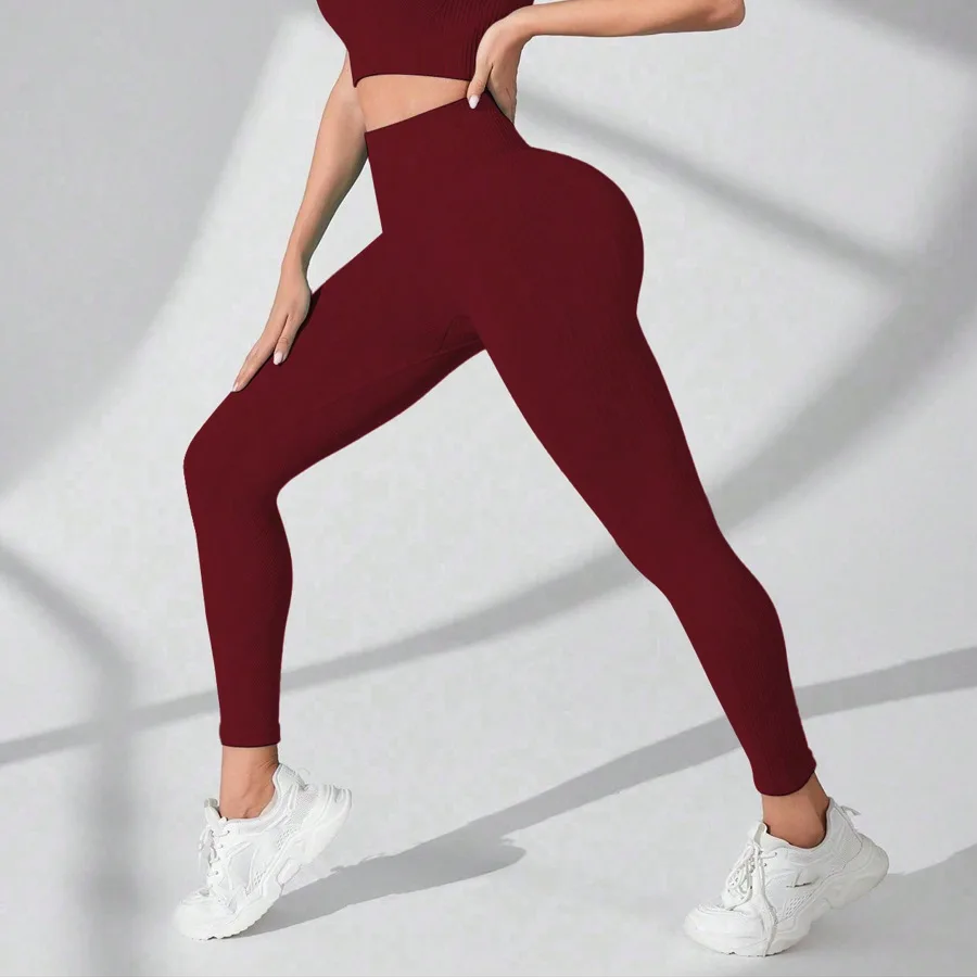 Seamless High Waisted Yoga Leggings Women Thread Butt Lifting Quick Dry Tummy Control Workout Leggings for Gym Fitness Running