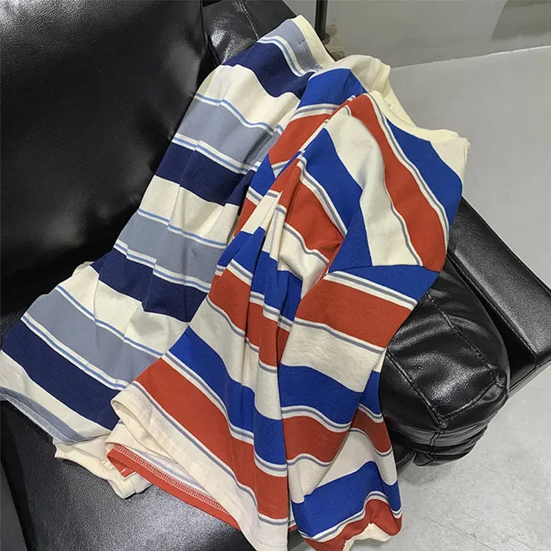 Women T Shirts Woman Clothing Y2k Sweatshirt 2026 Four Seasons Fashion Long Sleeves Tee Loose Couple Graphic Stripe T-Shirt Tops