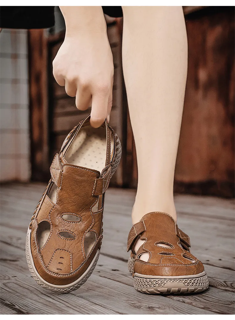 New Summer Men's Sandals Outdoor Roman Casual Shoes Wading Sandals Flat Non-slip Sneakers Men's Beach Sandals Big Size 38-48