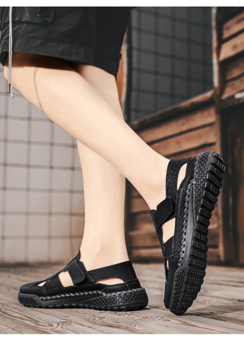 New Summer Men's Sandals Outdoor Roman Casual Shoes Wading Sandals Flat Non-slip Sneakers Men's Beach Sandals Big Size 38-48