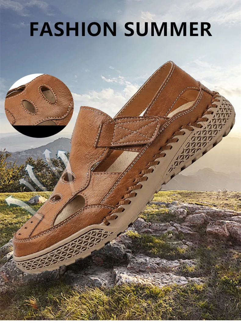 New Summer Men's Sandals Outdoor Roman Casual Shoes Wading Sandals Flat Non-slip Sneakers Men's Beach Sandals Big Size 38-48