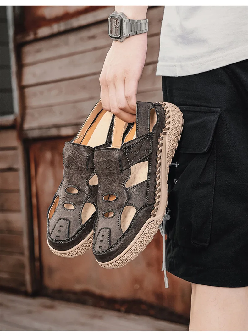 New Summer Men's Sandals Outdoor Roman Casual Shoes Wading Sandals Flat Non-slip Sneakers Men's Beach Sandals Big Size 38-48