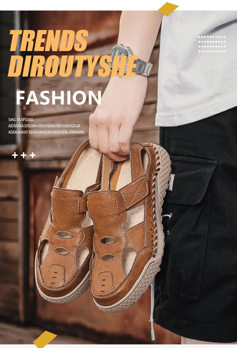 New Summer Men's Sandals Outdoor Roman Casual Shoes Wading Sandals Flat Non-slip Sneakers Men's Beach Sandals Big Size 38-48