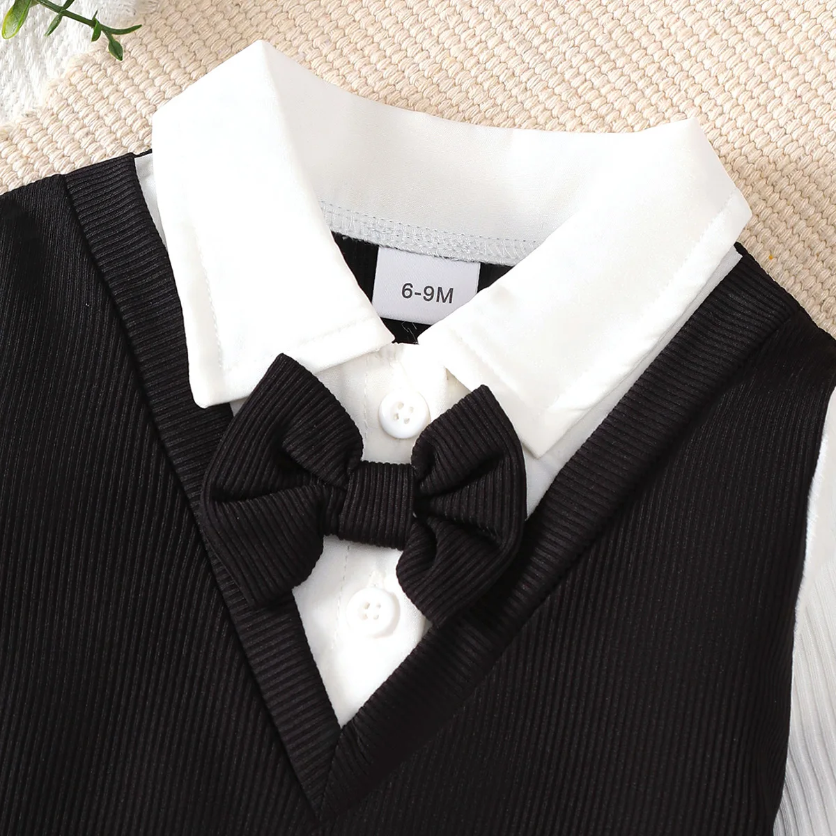 2Pcs Boy Baby Set Lapel Collar Color Blocked Top and Pants Fashion Set for 0-3 Year Boy Baby Spring Autumn Little Gentleman Set
