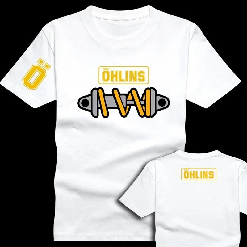 Tees Men Ohlins Shock Suspension Car Motorcycle Sport Racing T Shirt Summer Casual Oversized men's Short sleeve