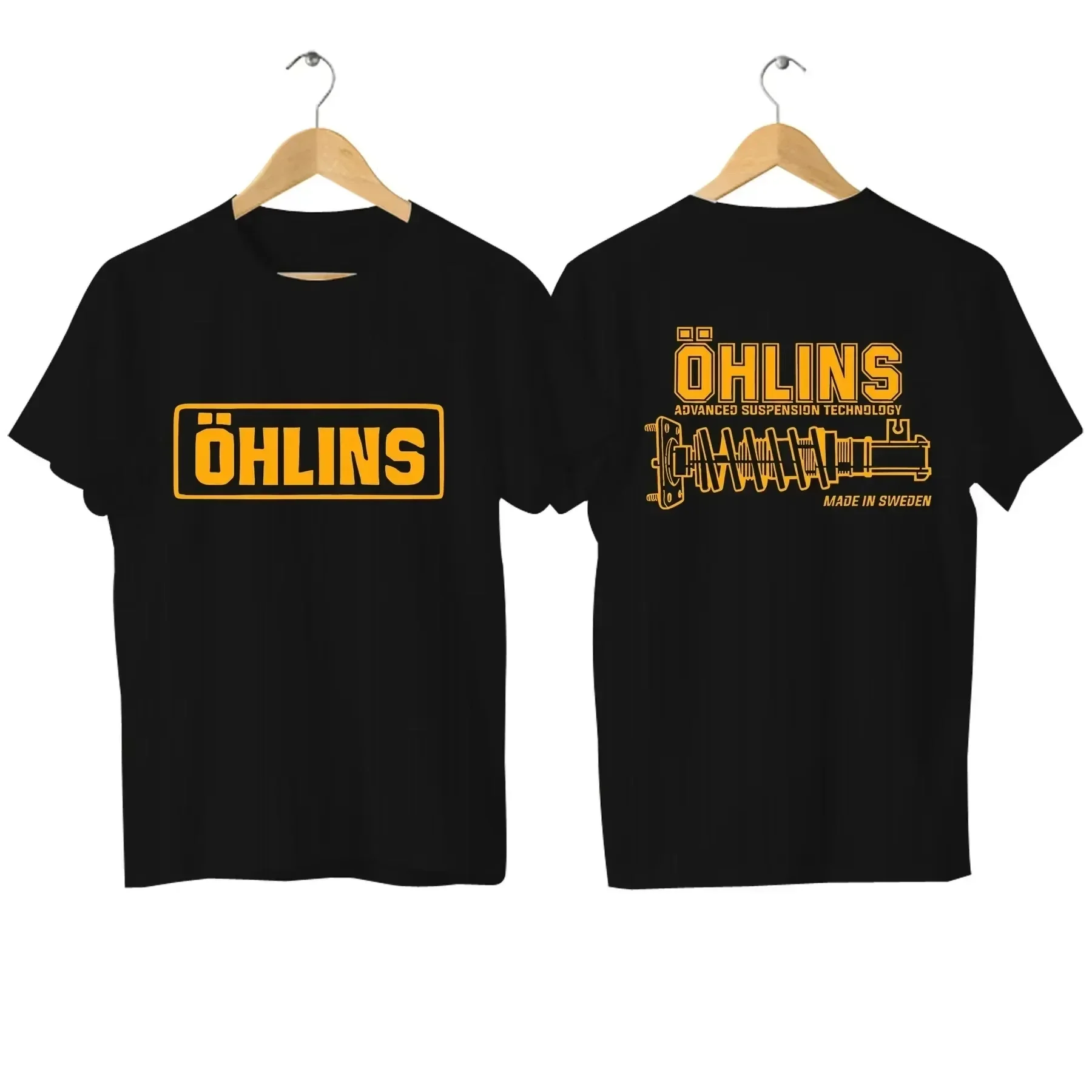 Tees Men Ohlins Shock Suspension Car Motorcycle Sport Racing T Shirt Summer Casual Oversized men's Short sleeve