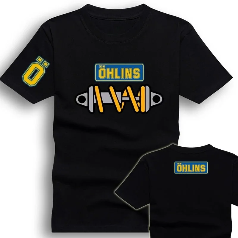 Tees Men Ohlins Shock Suspension Car Motorcycle Sport Racing T Shirt Summer Casual Oversized men's Short sleeve