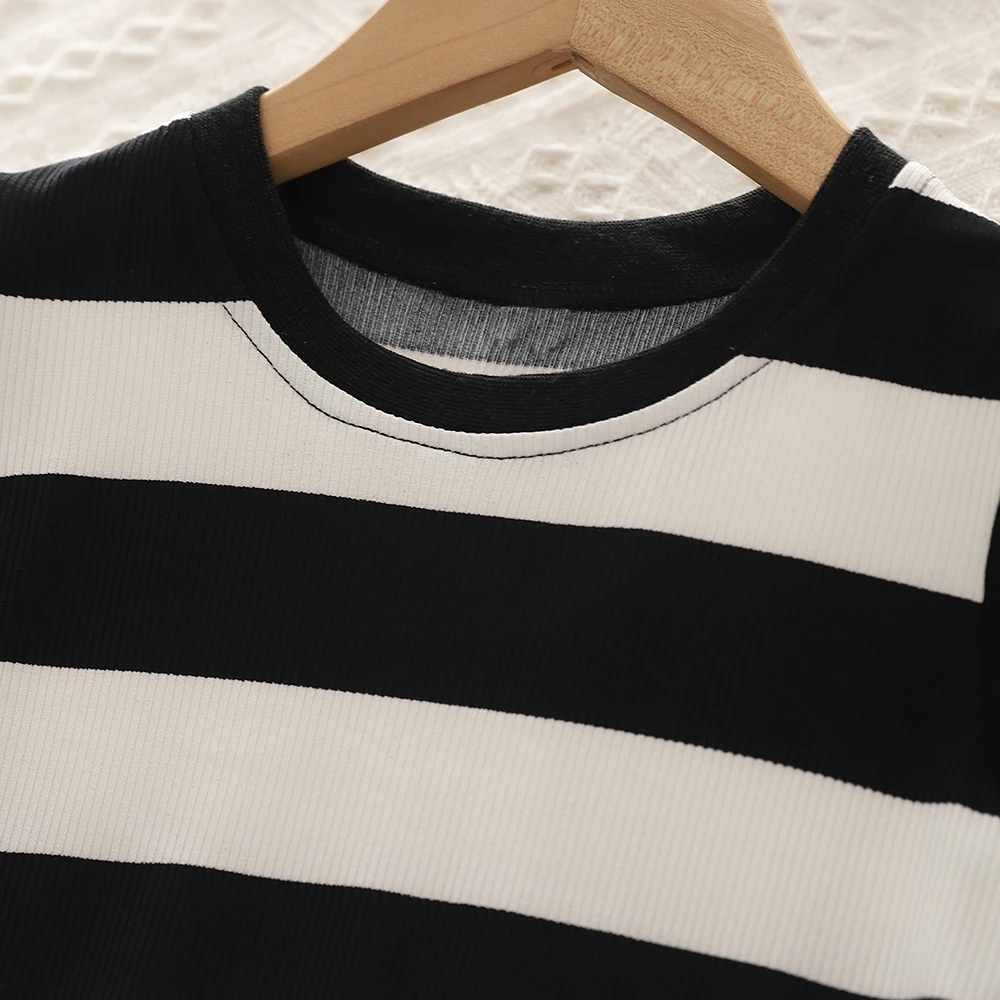 Girl Casual Dress New Fashion Striped T-shirt Vest Dress Children's Clothes Girl Clothes