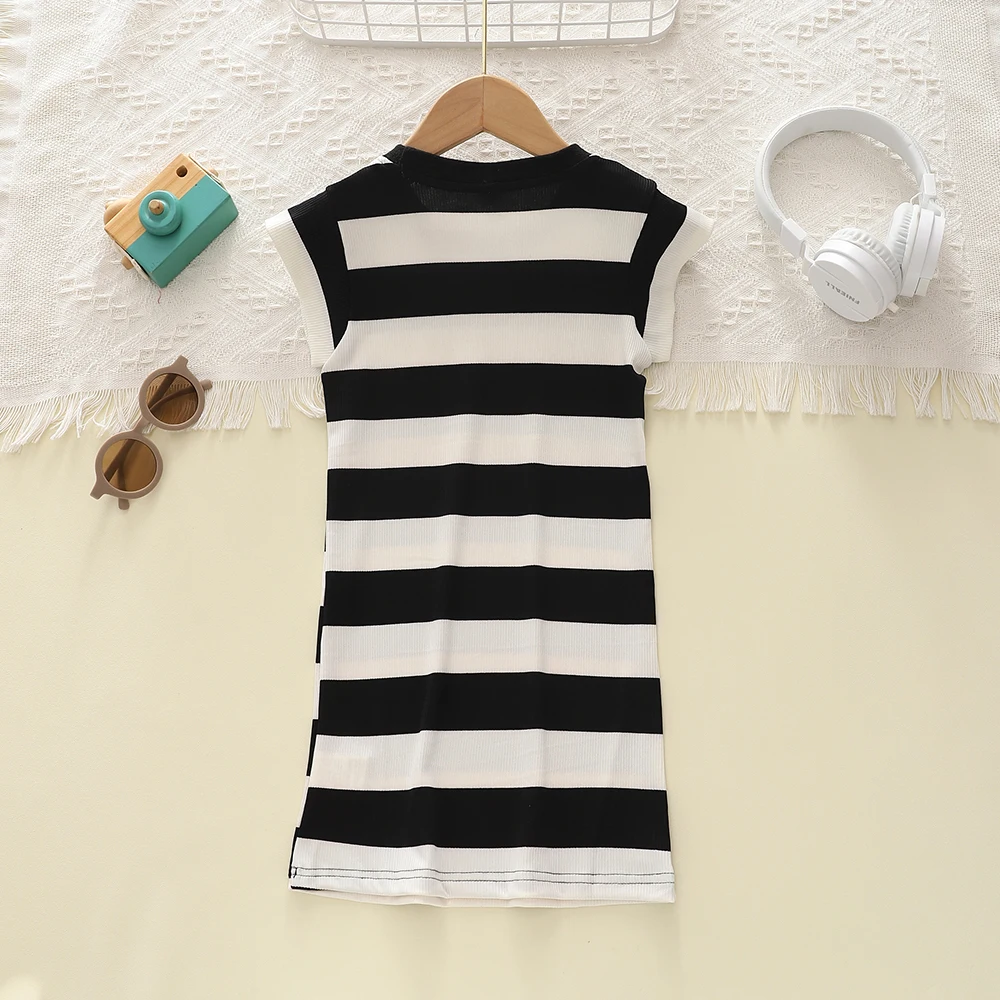 Girl Casual Dress New Fashion Striped T-shirt Vest Dress Children's Clothes Girl Clothes
