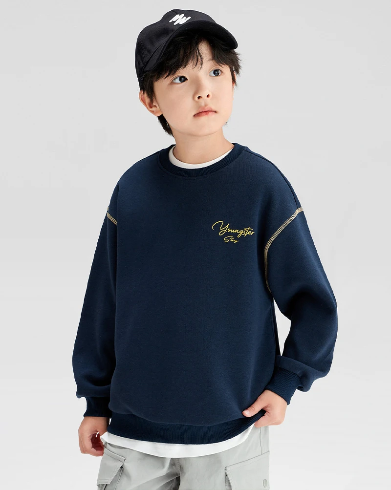 Spring Autumn Teenager Boys Sweatshirts Fashion Letter Print Cotton Long Sleeve Sports Top For 4-14 Years Kids Children Clothes