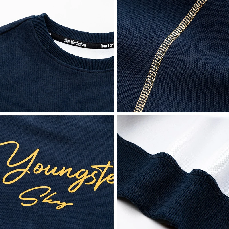 Spring Autumn Teenager Boys Sweatshirts Fashion Letter Print Cotton Long Sleeve Sports Top For 4-14 Years Kids Children Clothes
