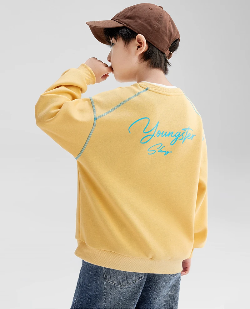 Spring Autumn Teenager Boys Sweatshirts Fashion Letter Print Cotton Long Sleeve Sports Top For 4-14 Years Kids Children Clothes