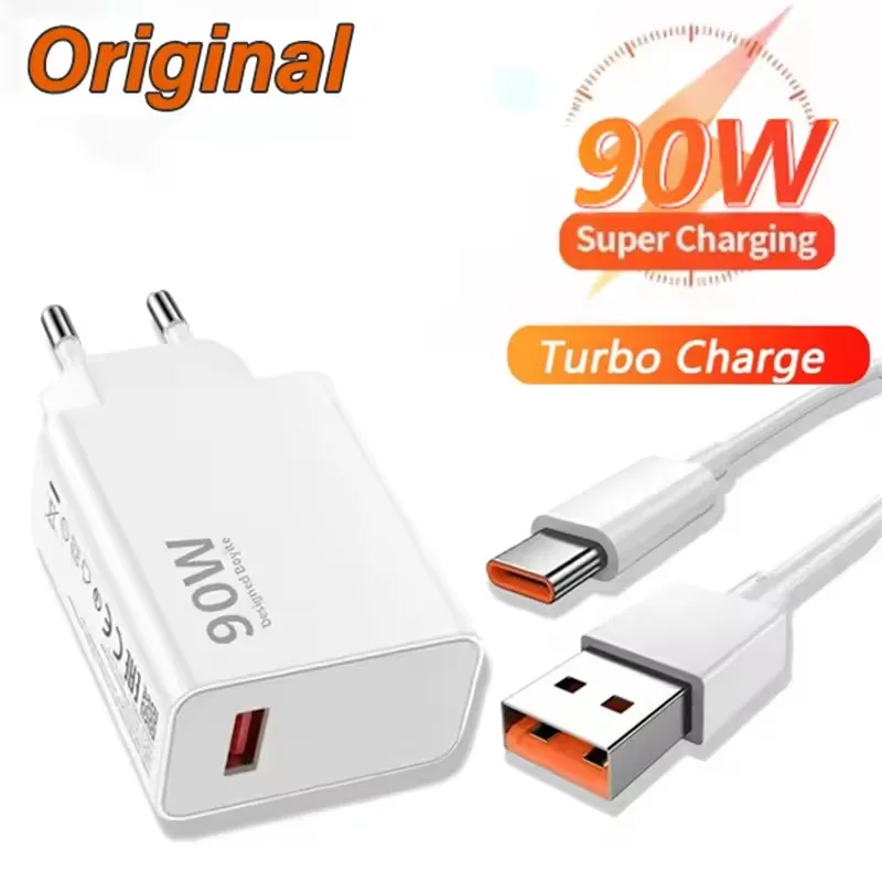 90W 6A Turbo Fast Wall Charger for Xiaomi 11 12 Lite 13T 14 Ultra Redmi Note 11T 12T 13 15Pro POCO F4 X5 USB Type C Charge Cable