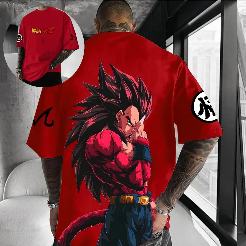 2026 New Anime Harajuku Dragon Ball Vegeta Men's Summer T-shirt Retro Street Women's Casual Loose Short Sleeve Unisex Tops