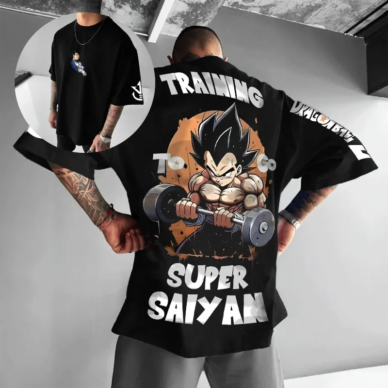 2026 New Anime Harajuku Dragon Ball Vegeta Men's Summer T-shirt Retro Street Women's Casual Loose Short Sleeve Unisex Tops
