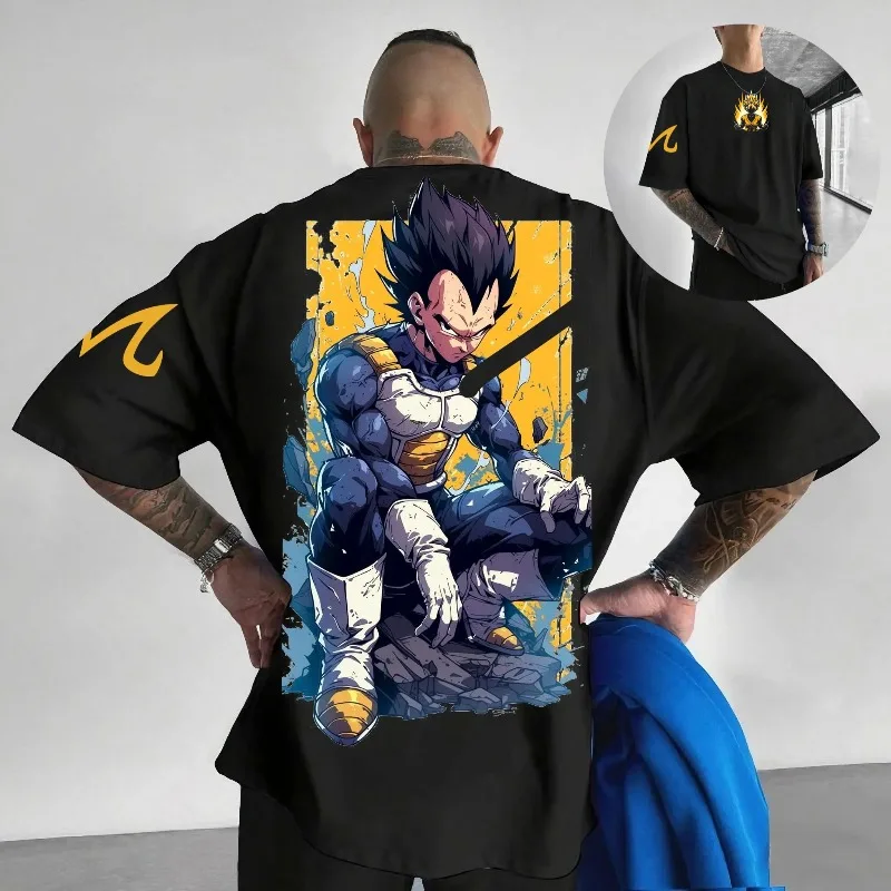2026 New Anime Harajuku Dragon Ball Vegeta Men's Summer T-shirt Retro Street Women's Casual Loose Short Sleeve Unisex Tops