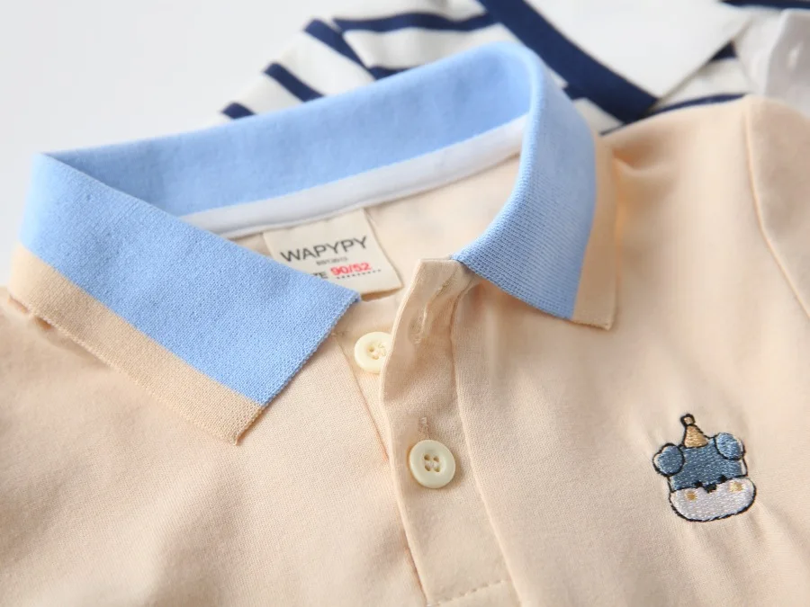 Kids 2-6Y Comfortable Cotton Casual Boys Tops Childrens Summer Short Sleeve Polo Shirts 4 Styles Handsome Cartoon Embroidery