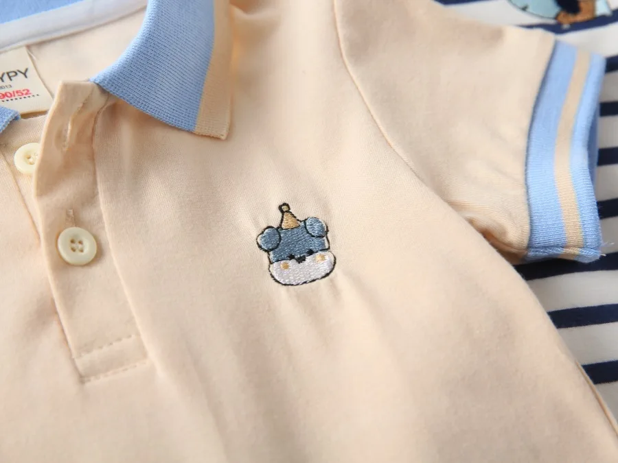 Kids 2-6Y Comfortable Cotton Casual Boys Tops Childrens Summer Short Sleeve Polo Shirts 4 Styles Handsome Cartoon Embroidery