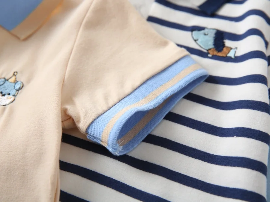 Kids 2-6Y Comfortable Cotton Casual Boys Tops Childrens Summer Short Sleeve Polo Shirts 4 Styles Handsome Cartoon Embroidery